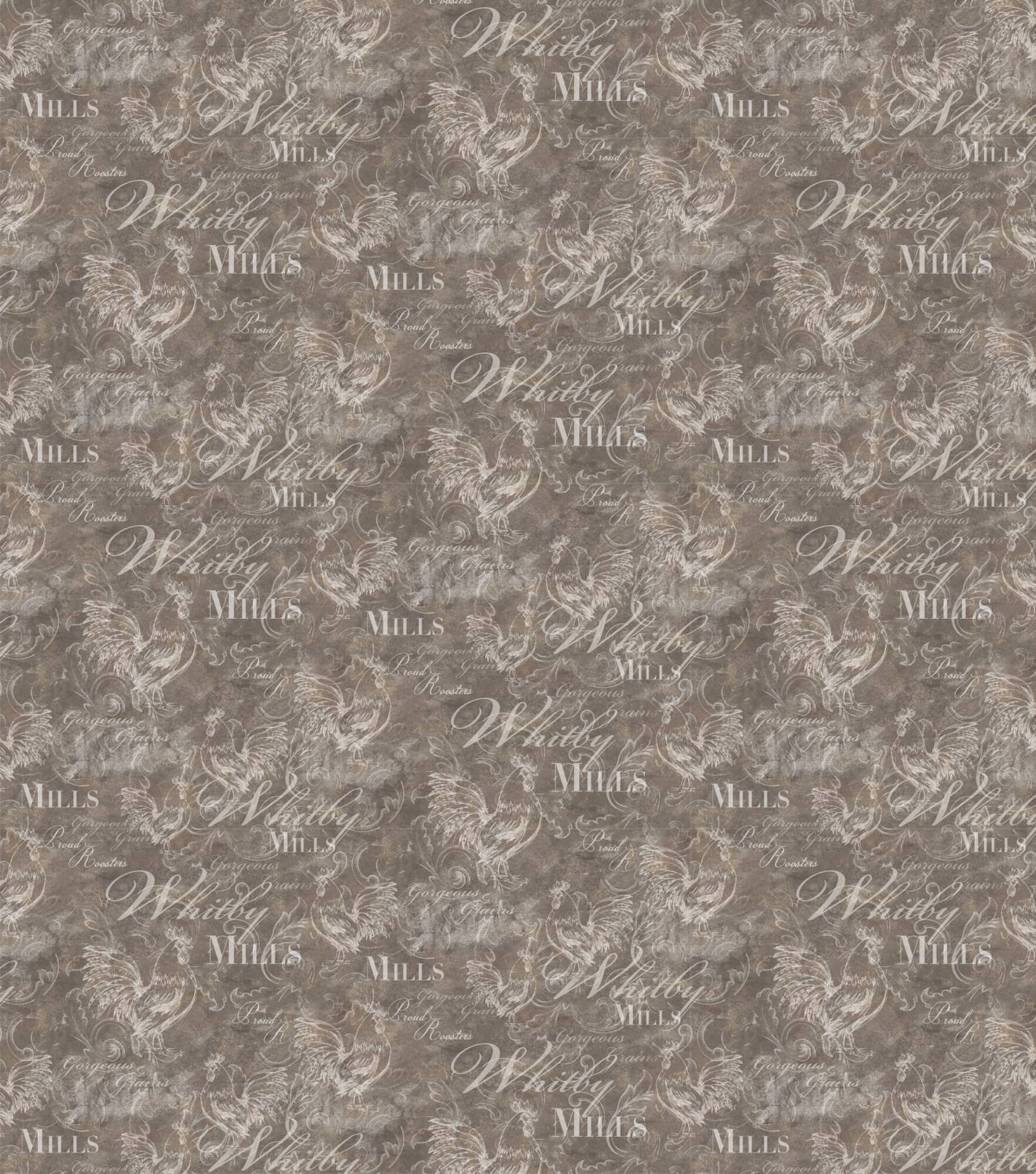 Susan Winget Farmhouse Rooster Script Swirls Cotton Fabric